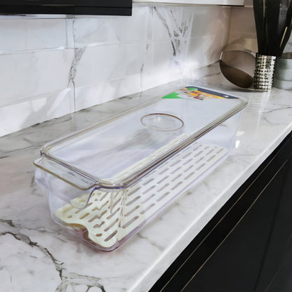 Organizador Refrigerador Contenedor Acrílico Con Tapa Fresco