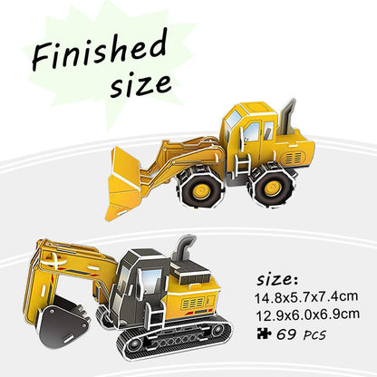 Puzzle 3d - Máquinas De Construcción Mini Rompecabeza 3d