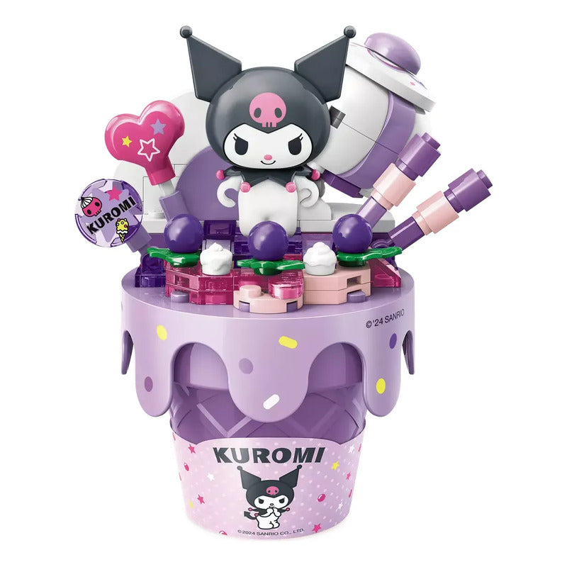 Set Bloques De Construcción Keeppley Hello Kitty Y Amigos 128 Kuromi Grape Ice Cream Cone 9053