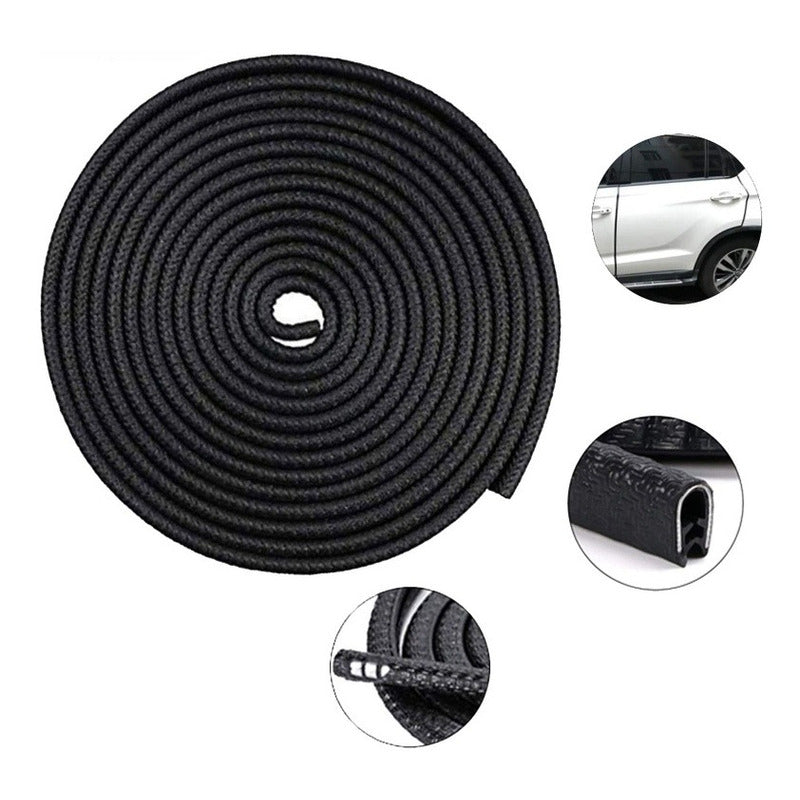 Moldura De Auto Sello Presión Protectora Puertas Capot 10mt Negro 10mt