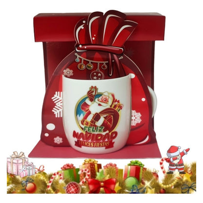 Taza De Navidad Con Tapa Santa Claus Tazón Navideño Cartoon