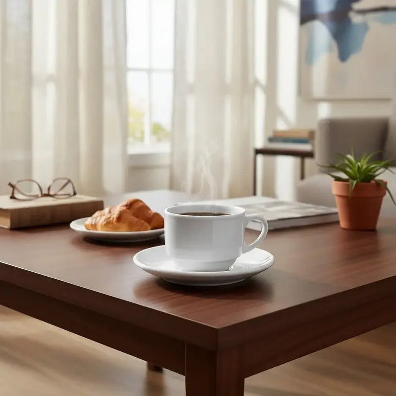 Pack 6 Tazas Espresso De Cerámica Blanca Con Platillo De 90 Ml Blanco Taza Espresso Apilable Loza