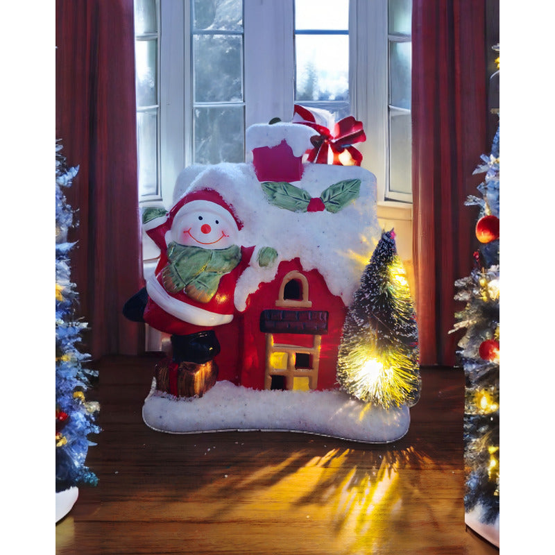 Villa De Navidad Mini Con Luz Casa Navideña Con Luz Y Árbol