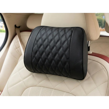 Cojin Apoya Cabeza Almohada Cojin Lumbar Eco Cuero Para Auto Negro