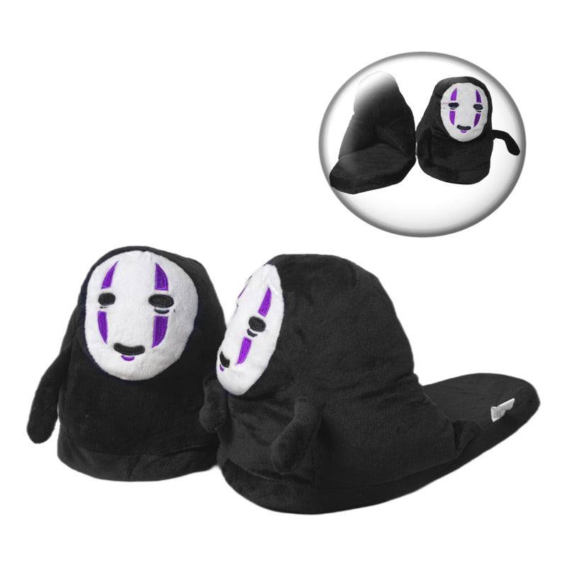 Pantuflas Abiertas Acolchadas Kaonashi Talla 36-41 Kawaii Negro Único