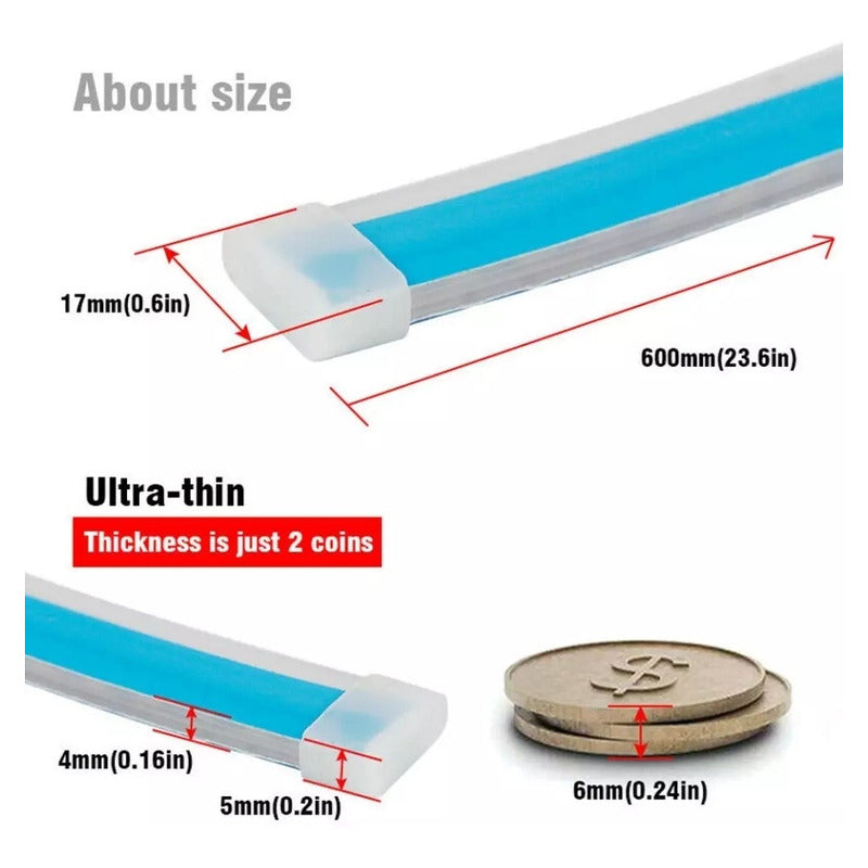 X2 Tira Led Flexible Para Foco Direccional Ámbar Blanca 60cm