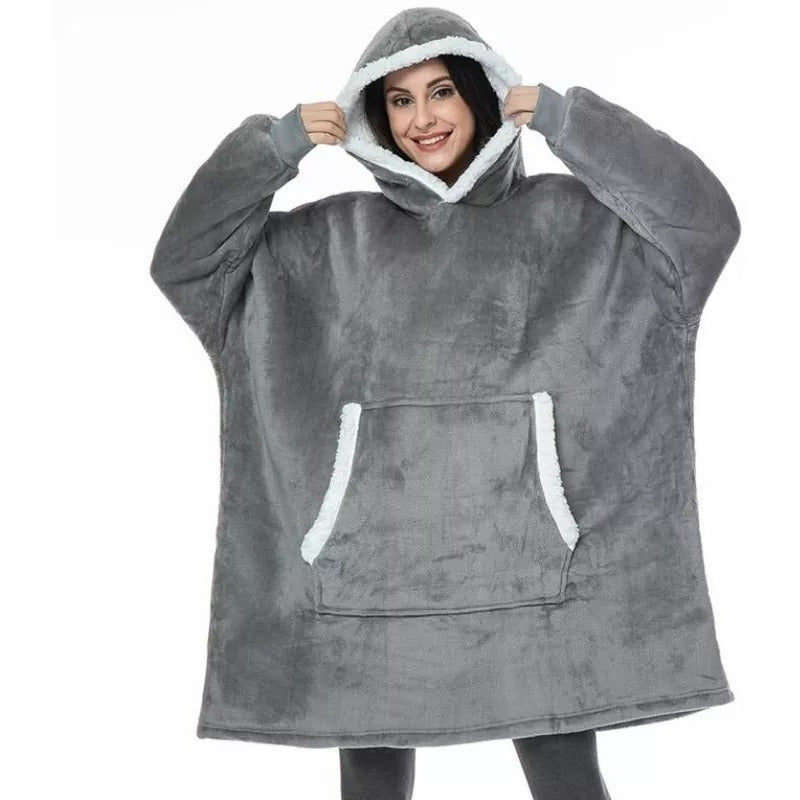 Polerón Con Capucha Sudadera Manta Sherpa Invierno Huggle/r&