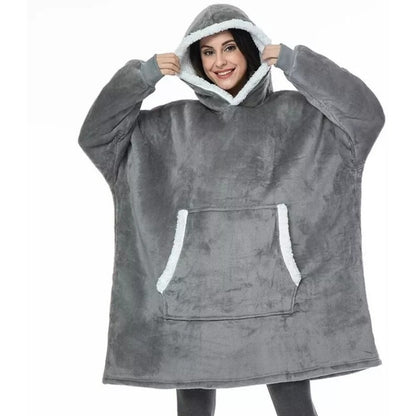 Polerón Con Capucha Sudadera Manta Sherpa Invierno Huggle/r&