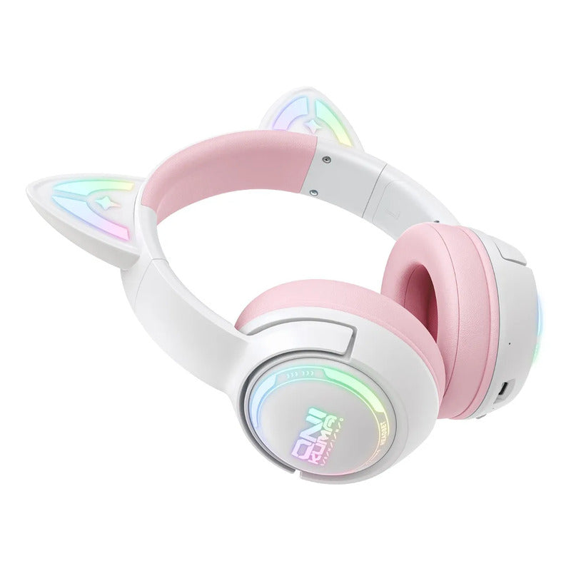 Audifono Gamer Onikuma Cat Gt838 3modos Bluetooth Usb C Gato Blanco Rosa Gt838