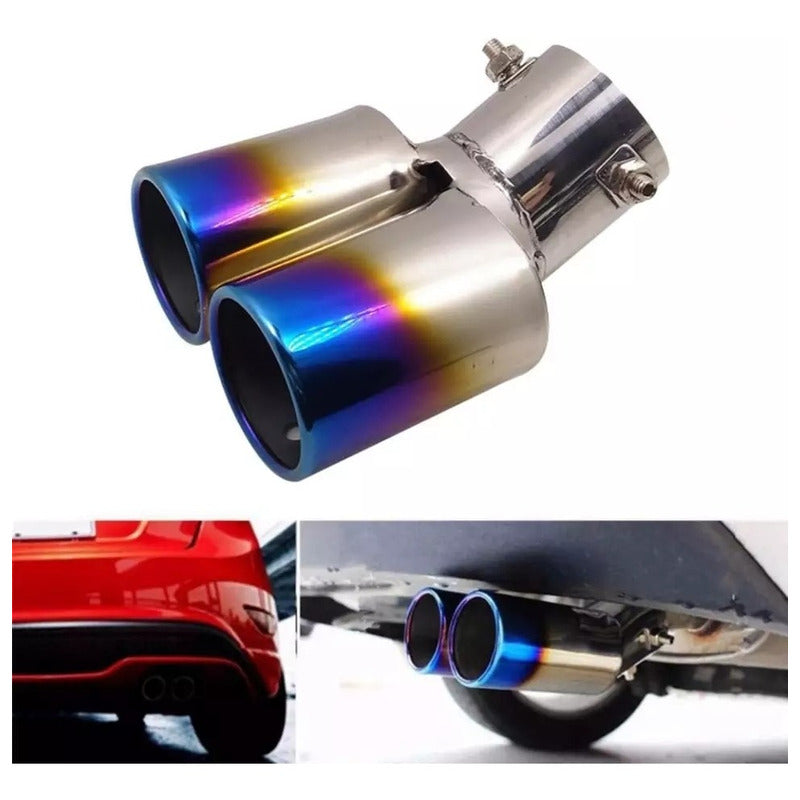 Cola De Escape Auto Doble Ionizado Tuning Universal/r&c