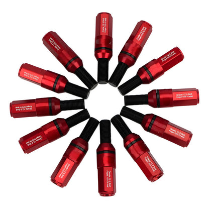 Set 20 Pernos De Llanta Doble Cabezal + Llave M14 Tunning Rojo M14x1.5