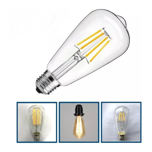 Ampolleta Led Vintage Decoración Edison E27 6w Luz Cálida