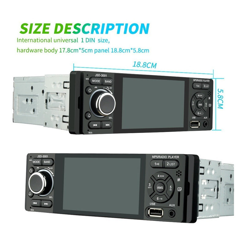 Radio Auto Aiwa 1 Din Con Pantalla 4.1 + Cámara De Retroceso