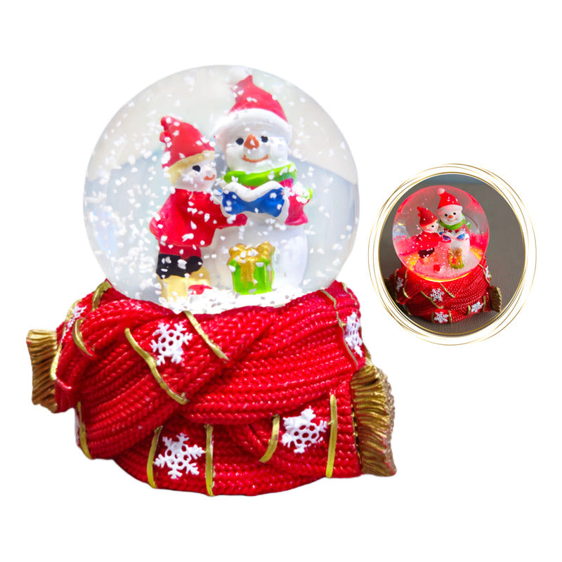 Bola De Nieve Con Luz Esfera Cristal De Navidad 10cm Decora