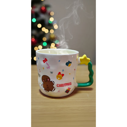Taza De Navidad Con Agarre Árbol De Navidad 380ml Mug Lindo