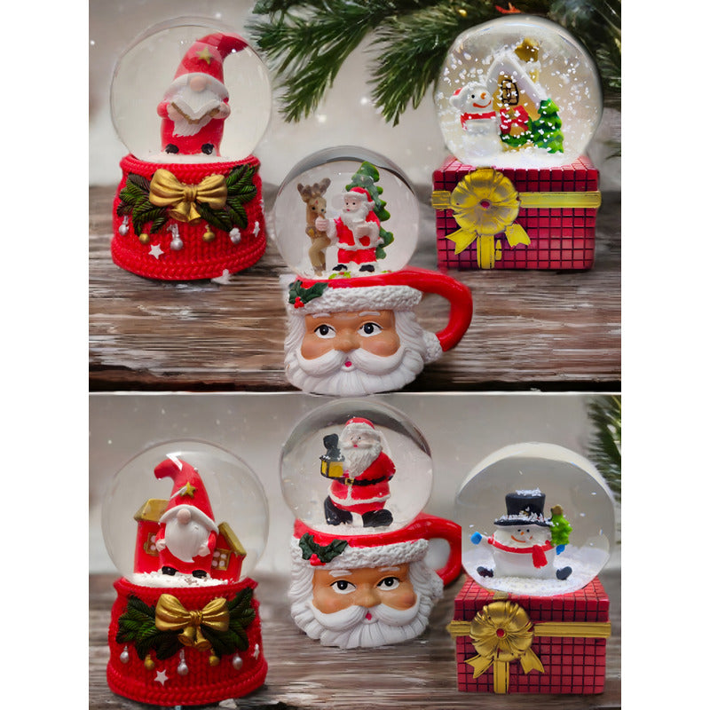 X6 Esferas De Cristal De Navidad Bola D Nieve Cn Luz Led 9cm