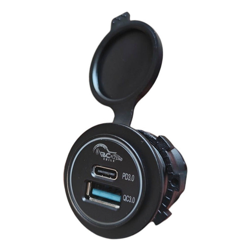 Cargador Doble Usb 18w Type C 30w Carga Rapida Luz 12-24v