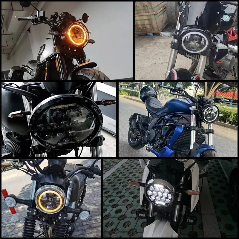 X2 Foco Jeep 7 Pulgadas Ojo De Angel Bicolor Lateral Led R&c
