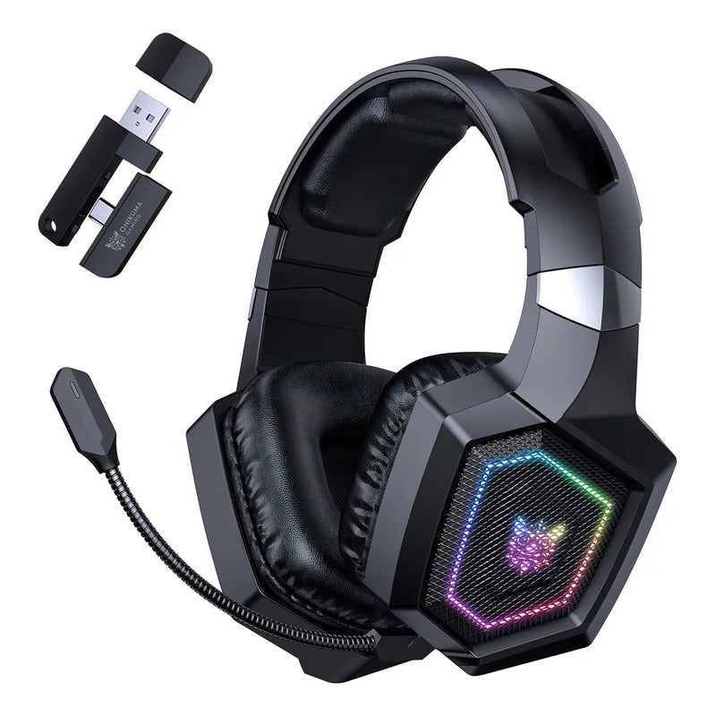 Auriculares Gamer Inalámbricos Onikuma Bluetooth Gt806 Con Luz Led Color Negro