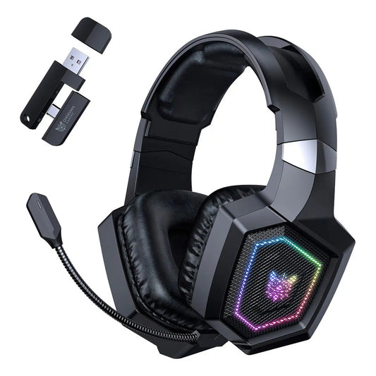 Auriculares Gamer Inalámbricos Onikuma Bluetooth Gt806 Con Luz Led Color Negro
