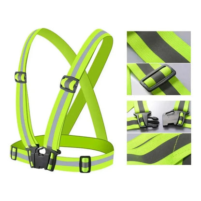 Arnes Reflectante D Seguridad Chaleco Bici Deporte Ajustable Único Verde Reflectante