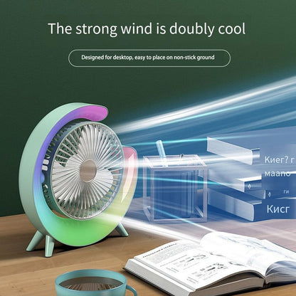 Ventilador De Mesa Recargable Usb 2 En 1 Con Lámpara Luz Led