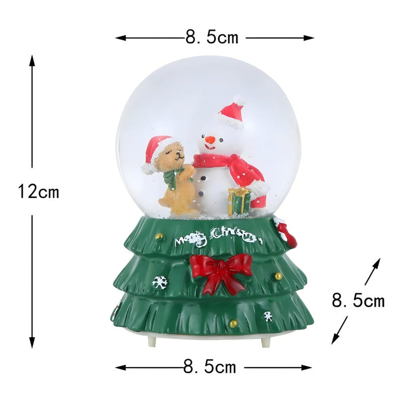 Bola De Nieve Esfera Cristal Navidad Luz Música Decora Chica