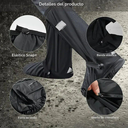 Bota Protector Silicon Impermeable Cubre Zapato Tenis Lluvia Negro Polainas Altas M 38-39 (28.5cm)
