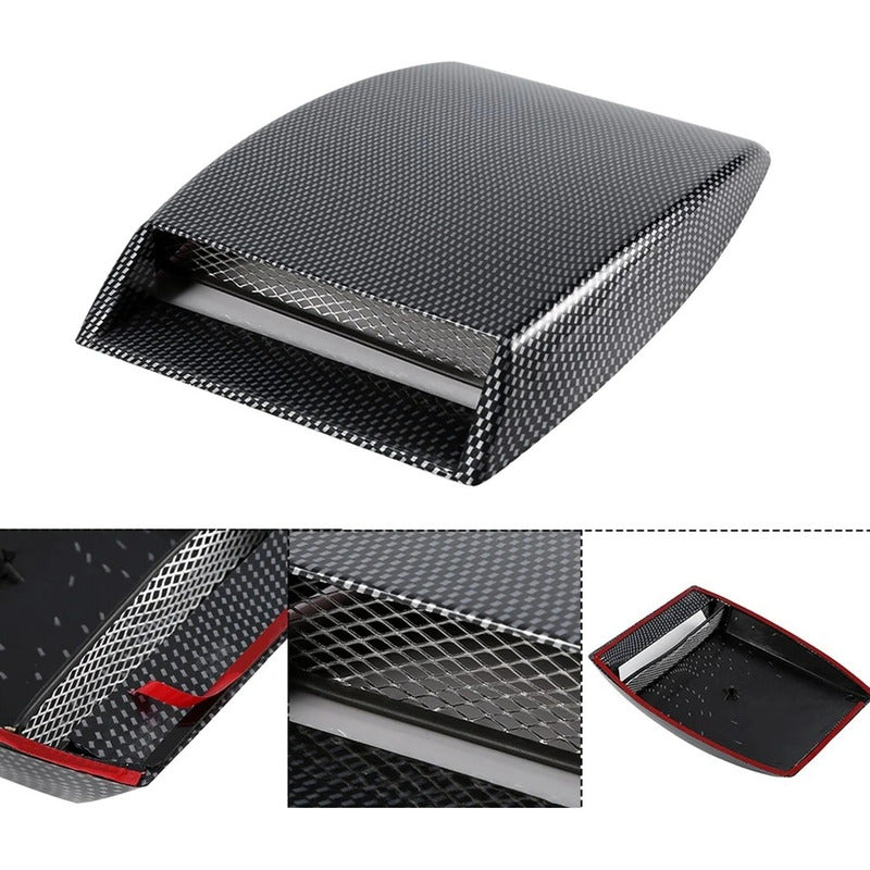 Toma De Aire Capot Adhesiva Fibra Auto Tuning Universal /ryc Negro