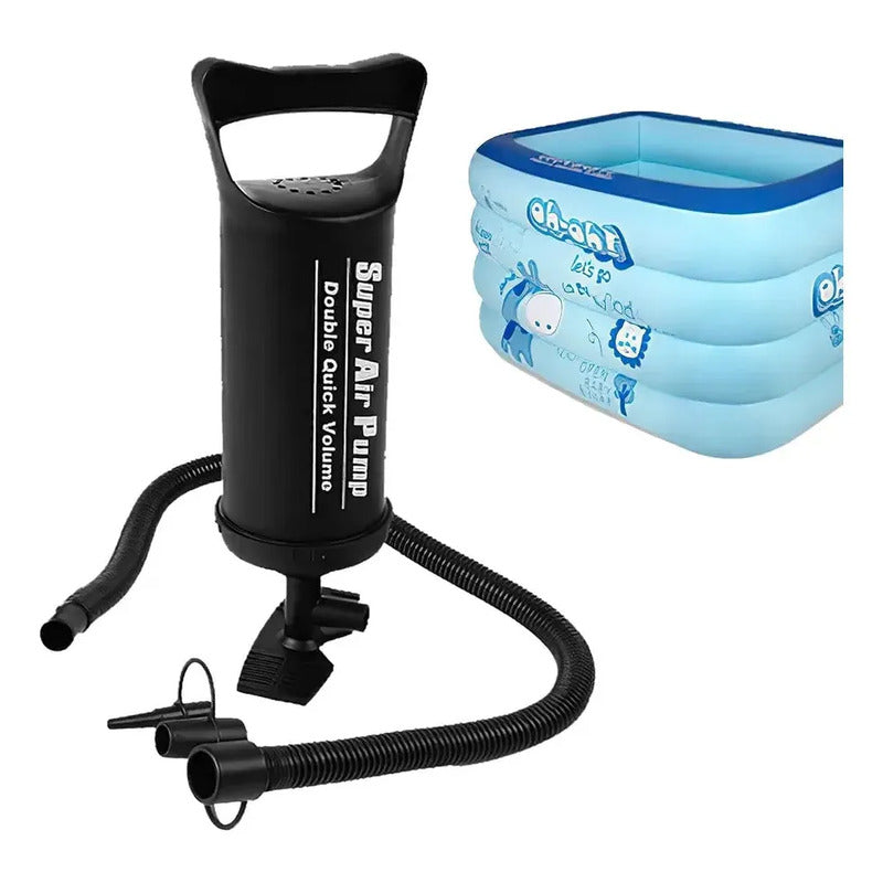 Bombín Inflador Manual Con 3 Válvulas Colchón Piscina Globos Negro Ht-108