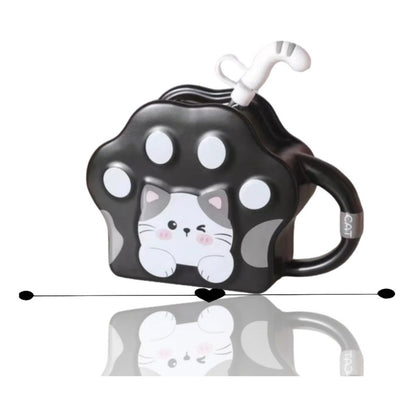 Vaso Diseño Garrita Con Bombilla Cola De Gato Mug Taza Tazón