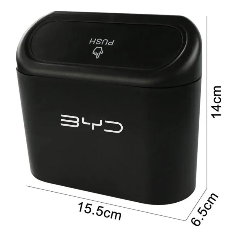 Basurero Portátil Para Auto Con Tapa Push. Soporte Universal Qiaoyang Negro
