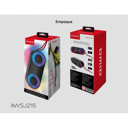 Parlante Portátil Bluetooth Aiwa 20w Ipx5 Radio Fm Aw-sj215 Negro