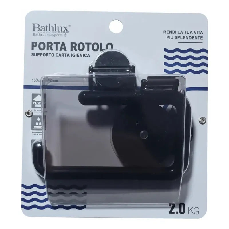 Porta Papel Higiénico Dispensador De Confort Cn Ventosa /r&c Color Negro Con Tapa 503633