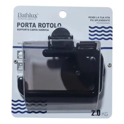 Porta Papel Higiénico Dispensador De Confort Cn Ventosa /r&c Color Negro Con Tapa 503633