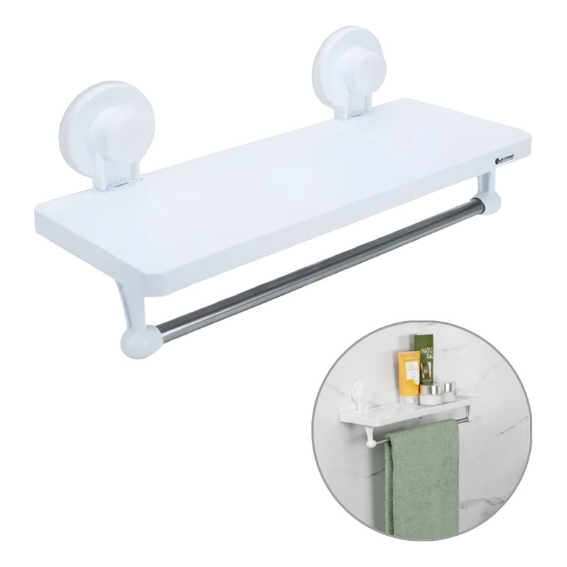 Estante Organizador De Ducha + Toallero Con Ventosa Adhesiva