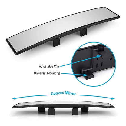 Espejo Retrovisor Curvo Adaptable Visión Panorámica 27cm Ryc