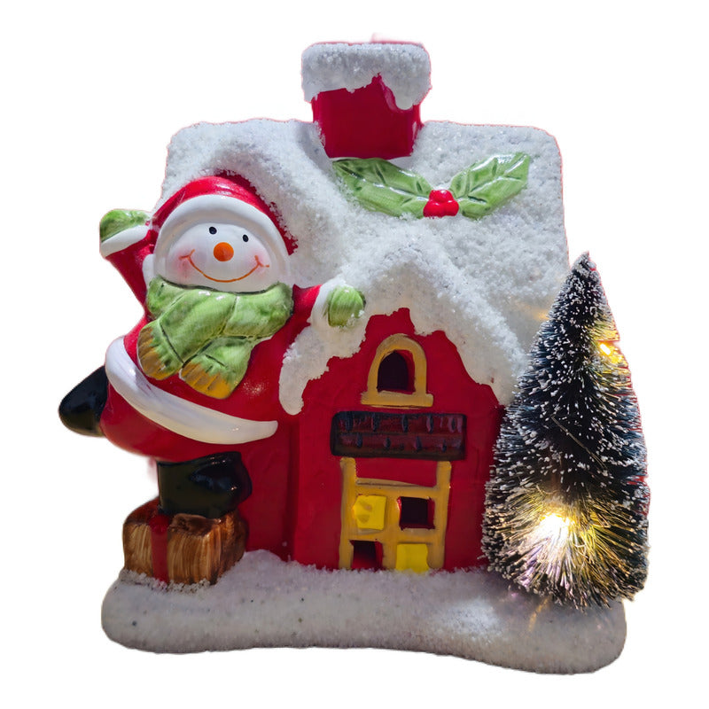 Villa De Navidad Mini Con Luz Casa Navideña Con Luz Y Árbol