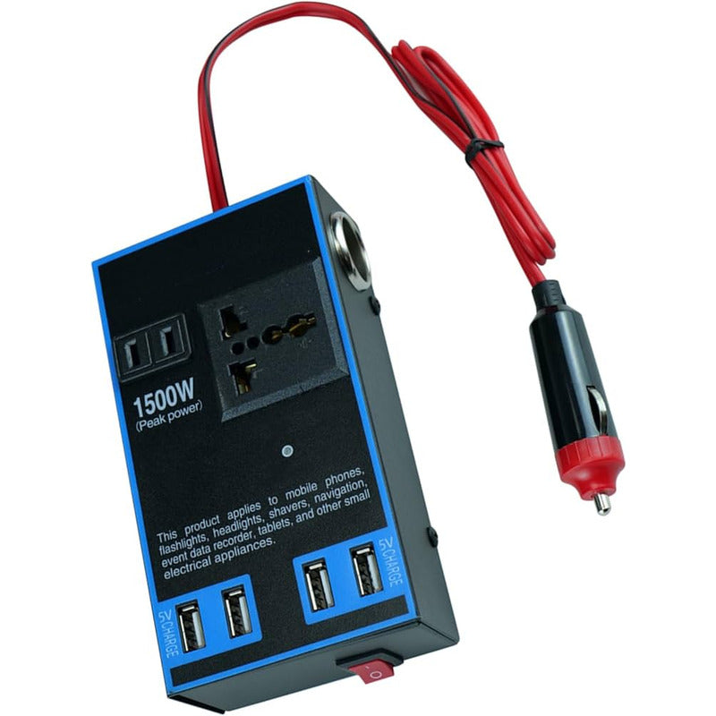 Adaptador Enchufe Inversor 12v A 220v 1500w 4usb 2cenicero