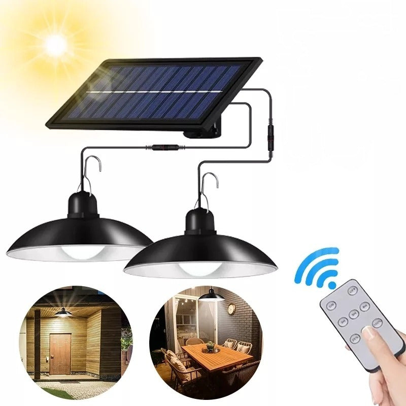 X2 Lámpara Led Solar, Plafón Colgante Luz Led Recarga Solar