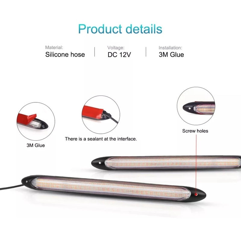 X2 Tira Luz Led Neblinero Secuencial Blanco Amarillo 23 Cm /
