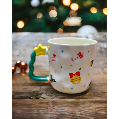 Taza De Navidad Con Agarre Árbol De Navidad 380ml Mug Lindo