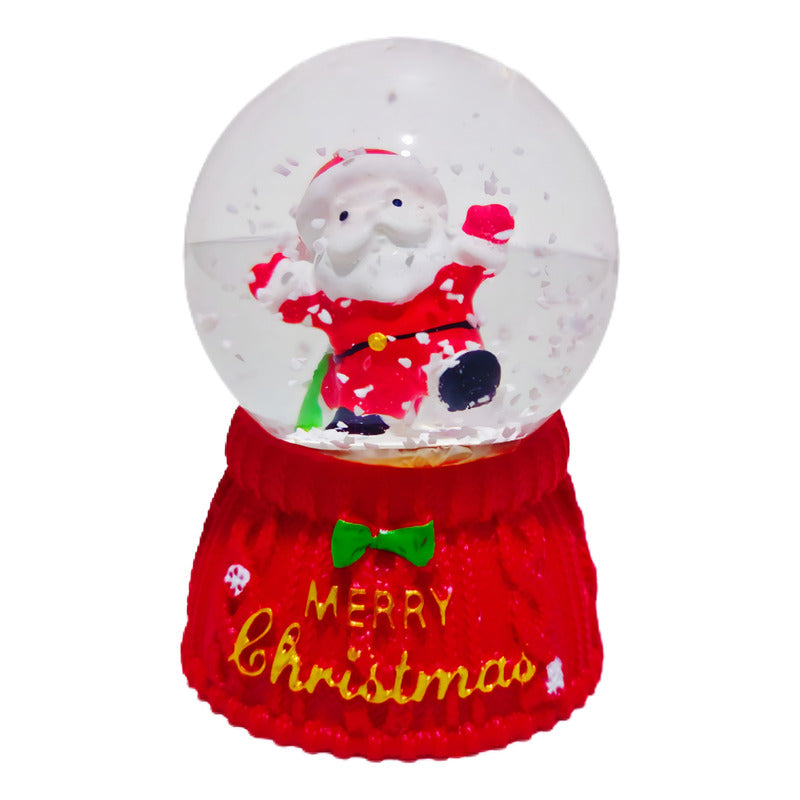 Esfera De Cristal Navideña Con Luz Mini Bola De Nieve 7cm