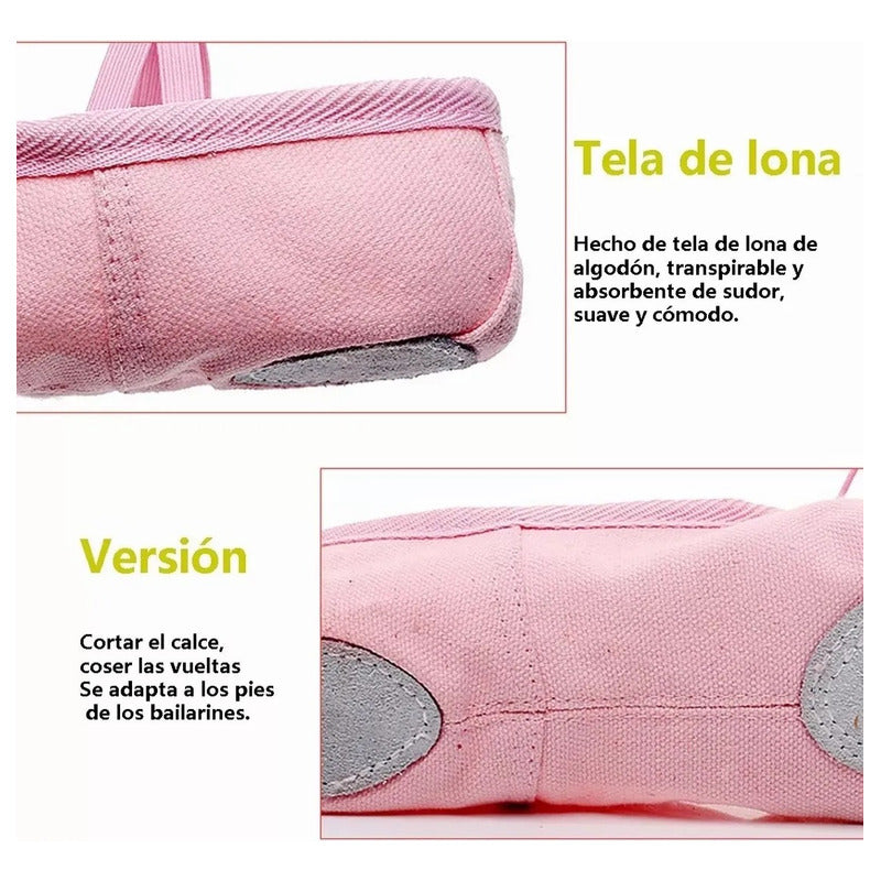 Zapatillas Media Punta Ballet Niña Lona Gamuza Yoga Danza