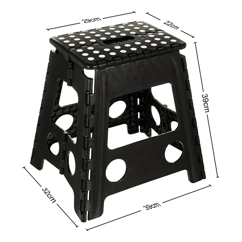 Taburete Plegable Banquito Pórtatil Escala 22*29*39cm Ryc Puntos Negro