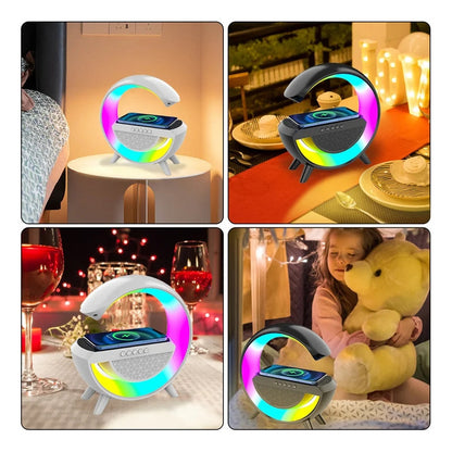 Parlante Bluetooth Cn Cargador Inalámbrico + Lámpara Led Rgb