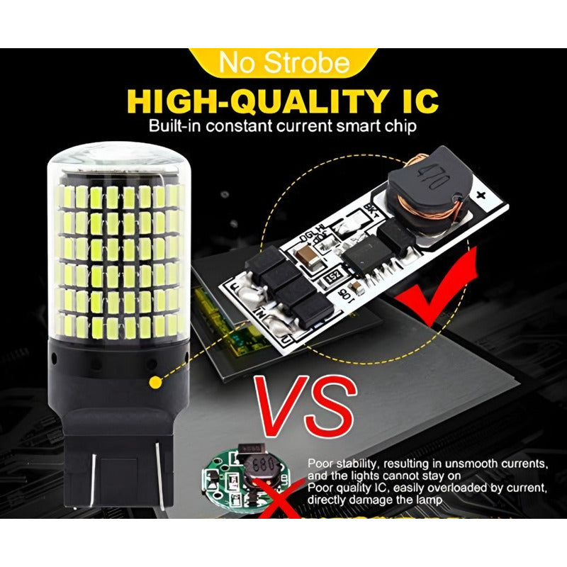 X2 Ampolleta Led T20 7443 144led Luz Blanca 360° Auto /r&c