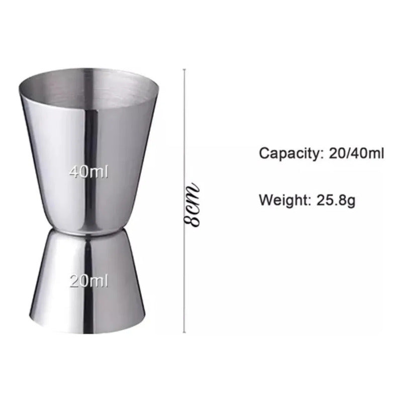 Set Coctelera Con Filtro 550ml + Jigger Medidor 20/40ml Plateado