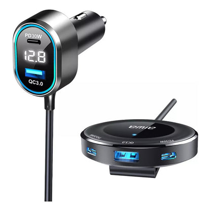 Cargador Rápido D Auto Aiwa Con Extensión Pasajeros + Cables