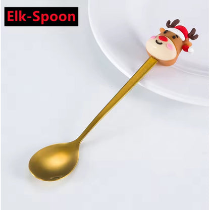 X6 Set Servicios Navideños Cuchara Tenedor Decoración Navida